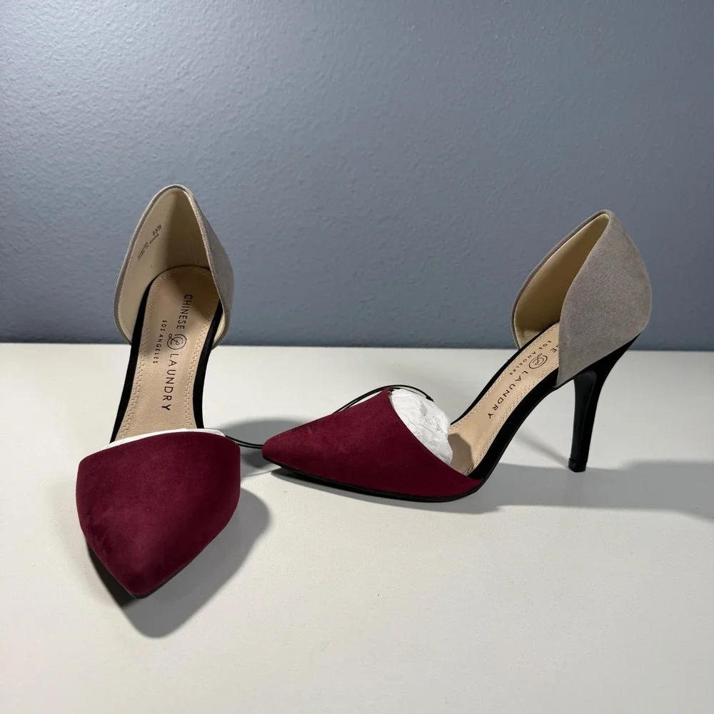 Chinese Laundry Heels Womens 7 Burgundy Grey Black ‎ New Stiletto